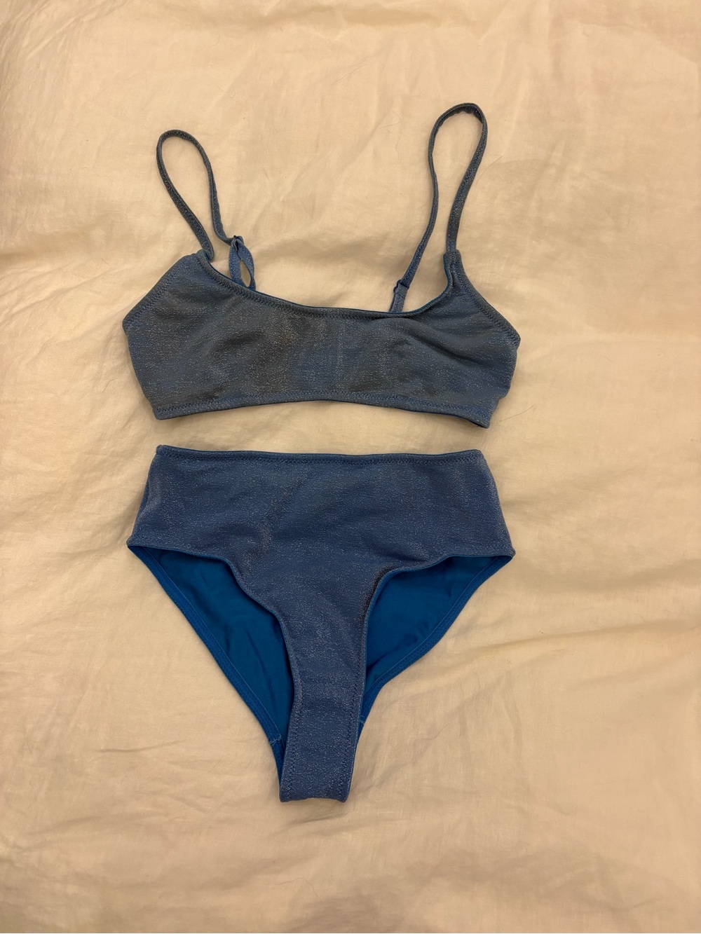 triangl swimwear sparkly Blue Scoop Bralette & High-Waist Bikini Bottoms